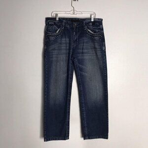 True Republic Mens Blue Straight Mid Jeans Size 33